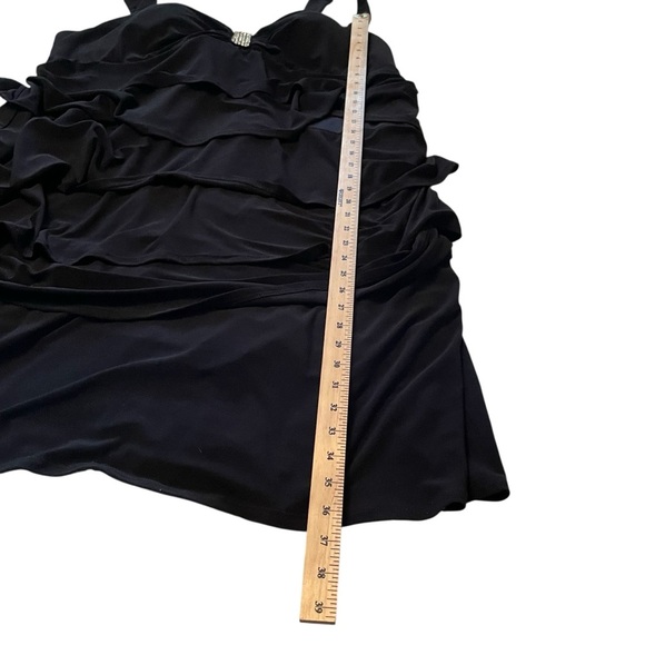 Laura Plus Elegant Black Layered Dress-V-Neck-Rhinestone Embellishment-Size24W - Picture 6 of 13